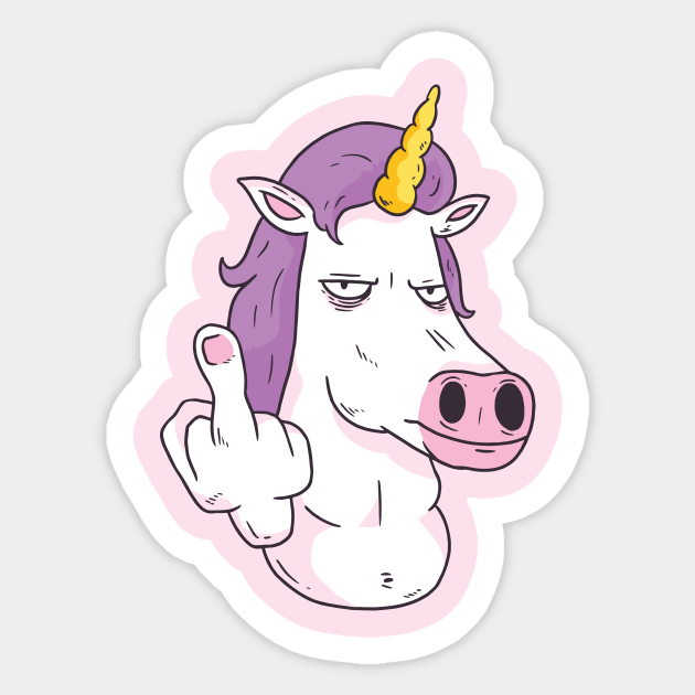 Funny angry unicorn - Unicorn - Naklejka | TeePublic PL